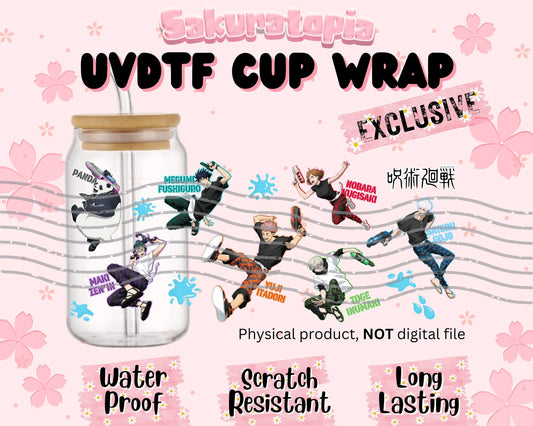 UVDTF Anime Cup Wrap, Ready to Use Glass Cup UVDTF transfers for Glass Can | Ready to Apply UVDTF wraps for Libbey Glass