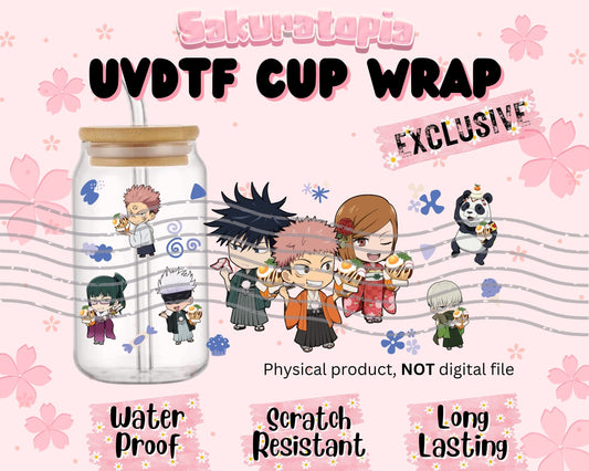 UVDTF Anime Cup Wrap, Ready to Use Glass Cup UVDTF transfers for Glass Can | Ready to Apply UVDTF wraps for Libbey Glass